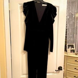 Black long sleeve velvet jumpsuit